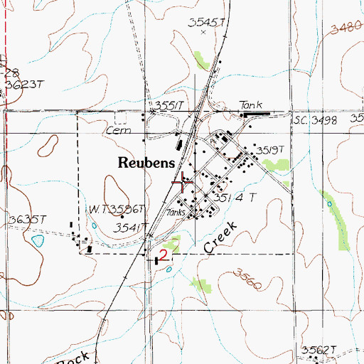 Topographic Map of Reubens, ID