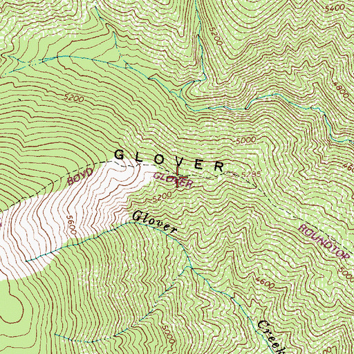 Topographic Map of East Boyd Glover Roundtop National Recreation Trail, ID