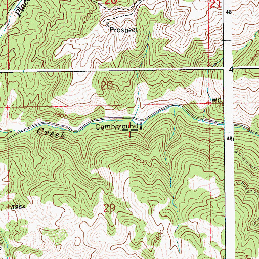 Topographic Map of Thorn Creek Campground, ID