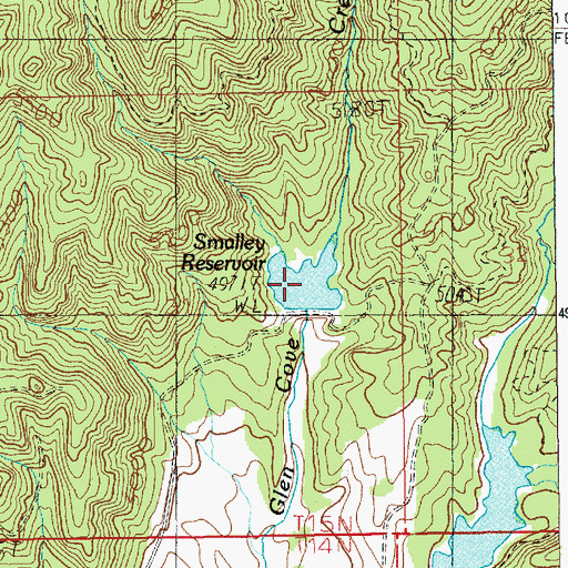 Topographic Map of Smalley Reservoir, ID