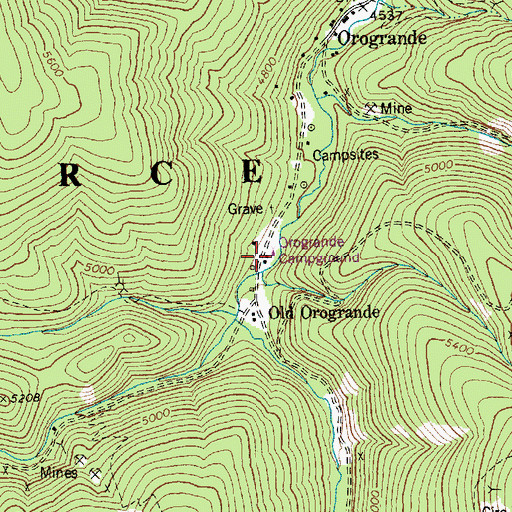 Topographic Map of Orogrande Campground, ID