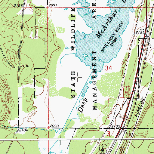 Topographic Map of McArthur Wildlife Management Area, ID