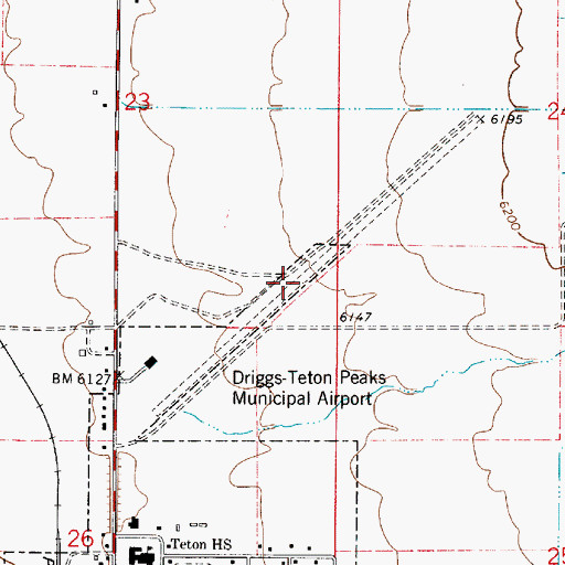 Topographic Map of Driggs-Reed Memorial Airport, ID