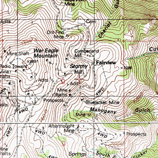 Topographic Map of Stormy Hill, ID