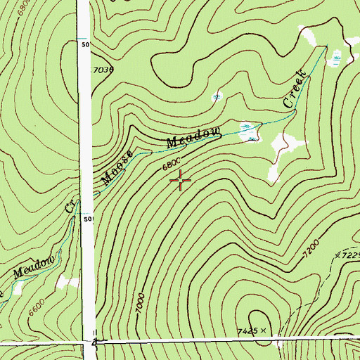 Topographic Map of Moose Meadow Creek Research Natural Area, ID