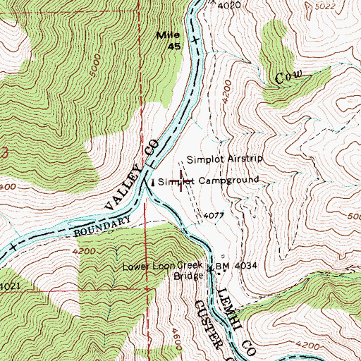Topographic Map of Lower Loon Creek Airport, ID