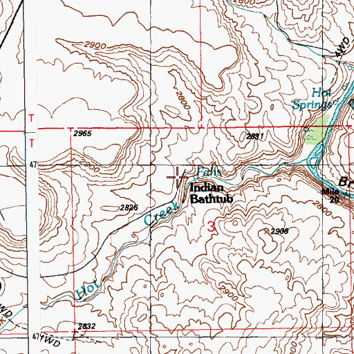 Topographic Map of Falls Hot Springs, ID