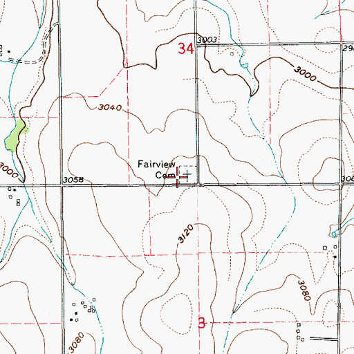 Topographic Map of Fairview Cemetery, ID