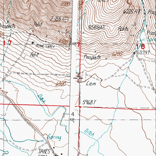 Topographic Map of Junction Cemetery, ID