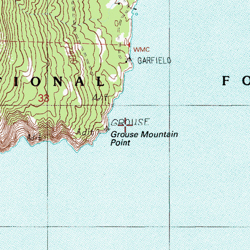 Topographic Map of Lake Pend Oreille, ID