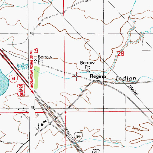 Topographic Map of Regina, ID