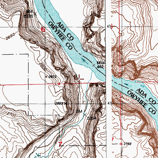 Topographic Map of Sinker Creek, ID
