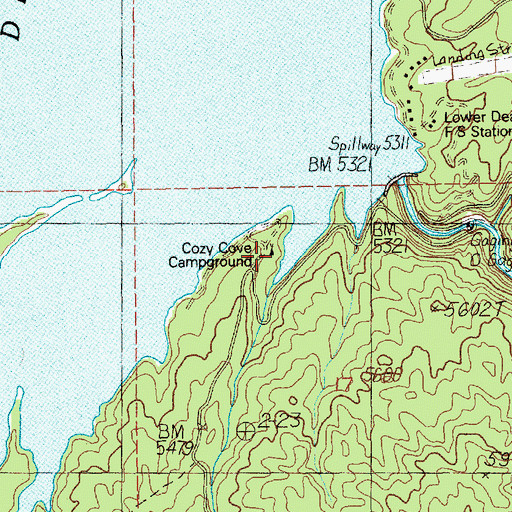 Topographic Map of Cozy Cove Campground, ID