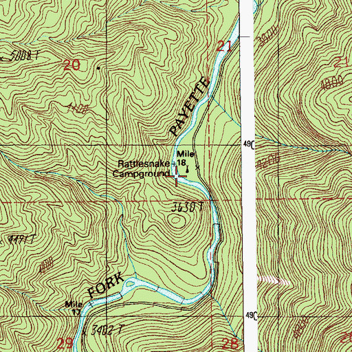 Topographic Map of Rattlesnake Campground, ID