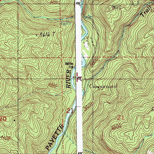 Topographic Map of Trail Creek Campground, ID