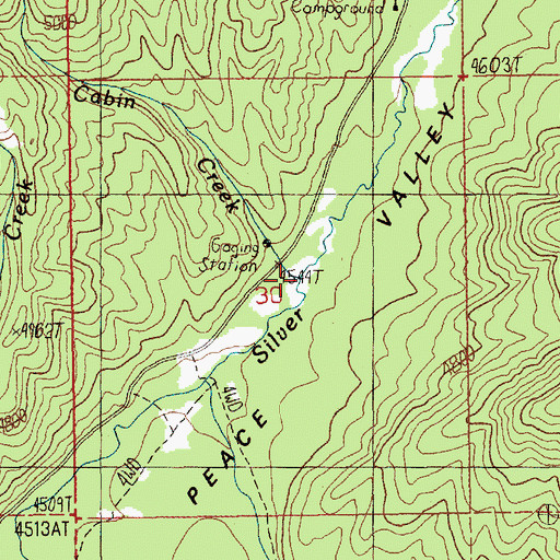 Topographic Map of Cabin Creek, ID