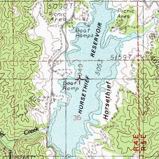Topographic Map of Horsethief Reservoir, ID