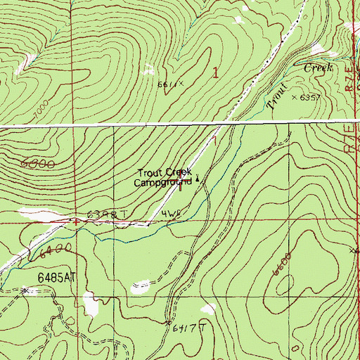 Topographic Map of Trout Creek Campground, ID