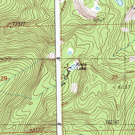 Topographic Map of Knox Lake, ID