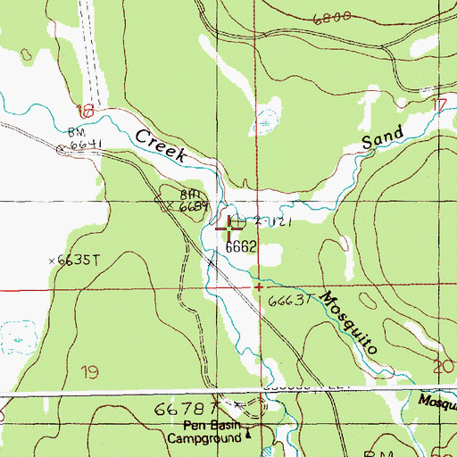 Topographic Map of Pen Basin Campground, ID