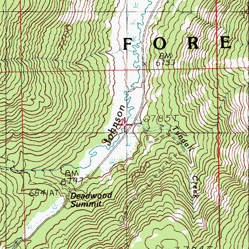 Topographic Map of Tyndall Creek, ID