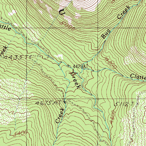 Topographic Map of Bug Creek, ID
