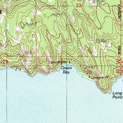 Topographic Map of Green Bay Recreation Site, ID