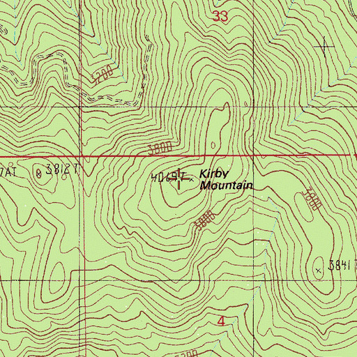 Topographic Map of Kirby Mountain, ID