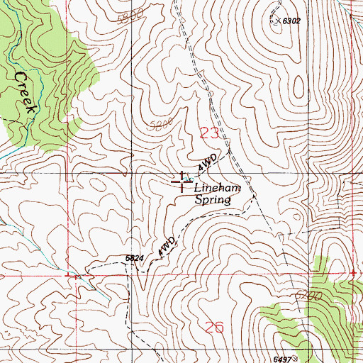 Topographic Map of Lineham Spring, ID