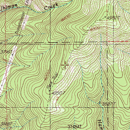 Topographic Map of Slate-Dunn Peak Trail, ID