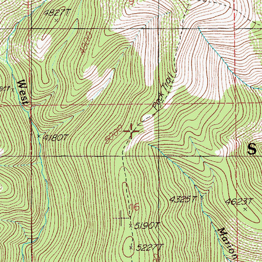Topographic Map of West Fork Slate Divide Trail, ID
