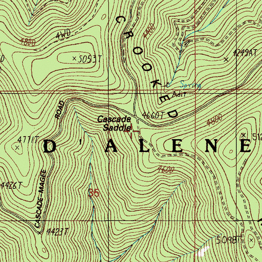 Topographic Map of Cascade Saddle, ID