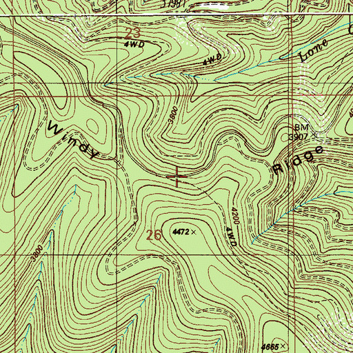 Topographic Map of Windy Ridge, ID
