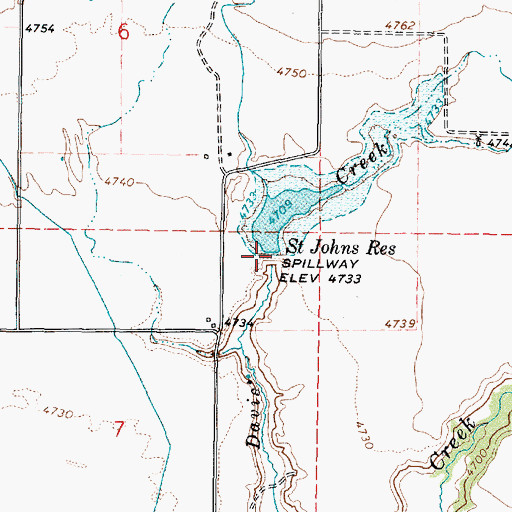Topographic Map of Saint John Dam, ID