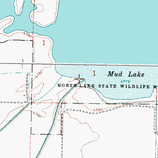 Topographic Map of Mud Lake Dam, ID