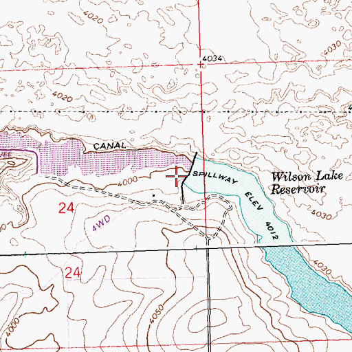 Topographic Map of Wilson Lake Dam, ID