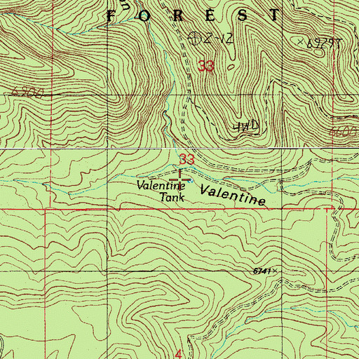 Topographic Map of Valentine Tank, AZ