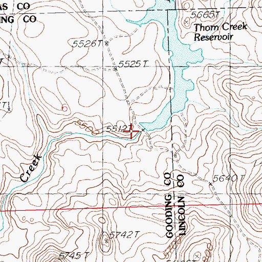 Topographic Map of Thorn Creek Dam, ID