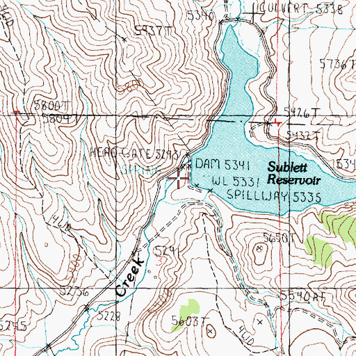 Topographic Map of Sublett Dam, ID