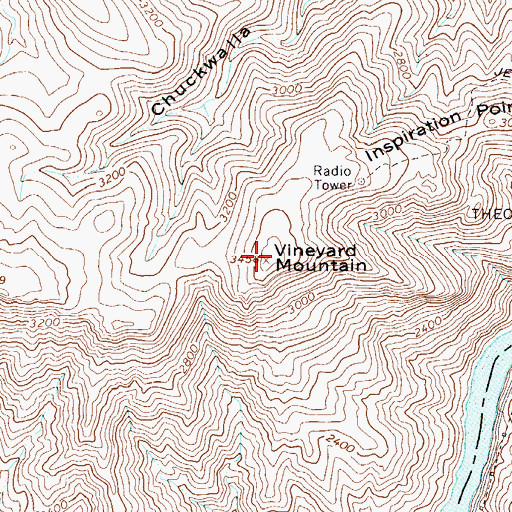 Topographic Map of Vineyard Mountain, AZ