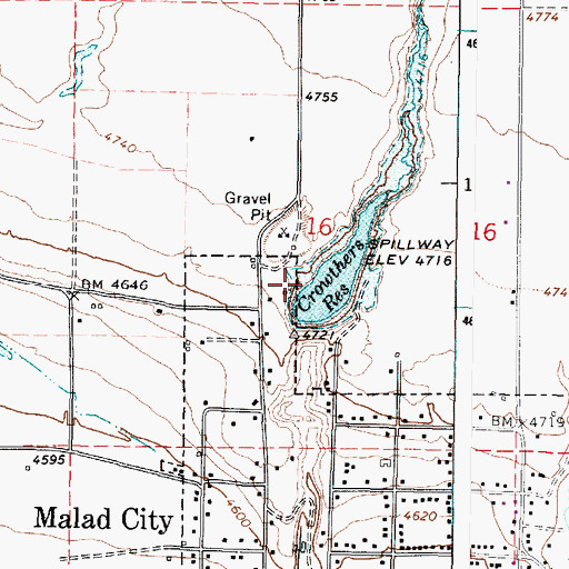 Topographic Map of Crowther Dam, ID