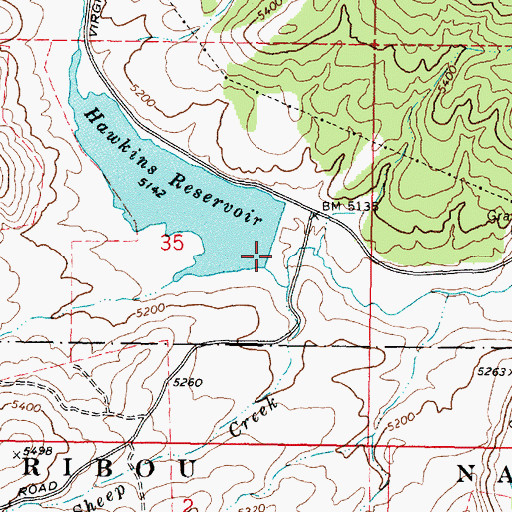 Topographic Map of Hawkins Dam, ID