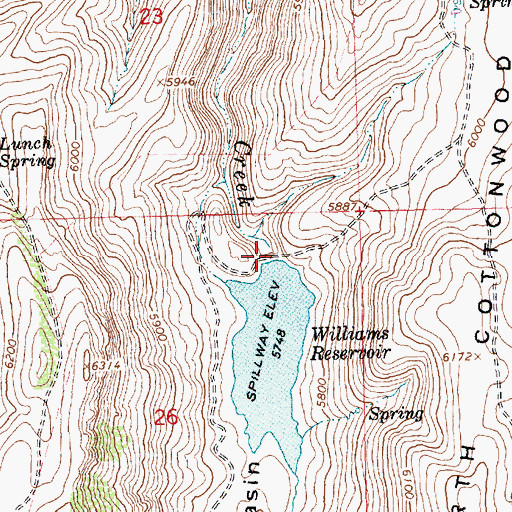 Topographic Map of Williams Dam, ID