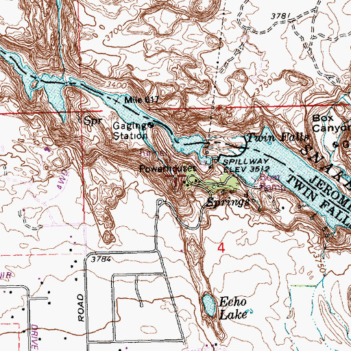 Topographic Map of Twin Falls Dam, ID