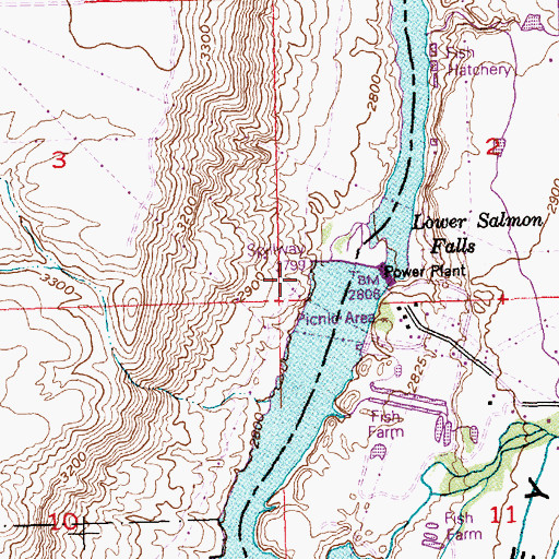 Topographic Map of Lower Salmon Falls Dam, ID