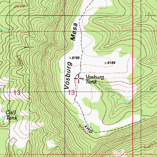 Topographic Map of Vosburg Tank, AZ