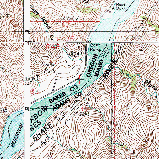 Topographic Map of Oxbow Reservoir, OR