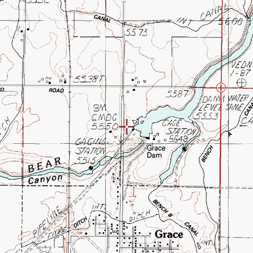 Topographic Map of Grace Dam, ID
