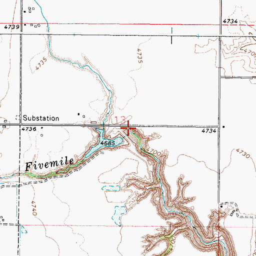 Topographic Map of Five Mile Erosion Control Dam, ID