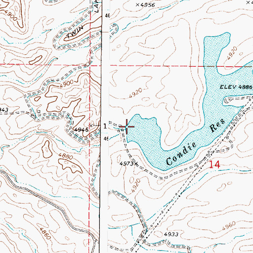 Topographic Map of Condie Dam, ID
